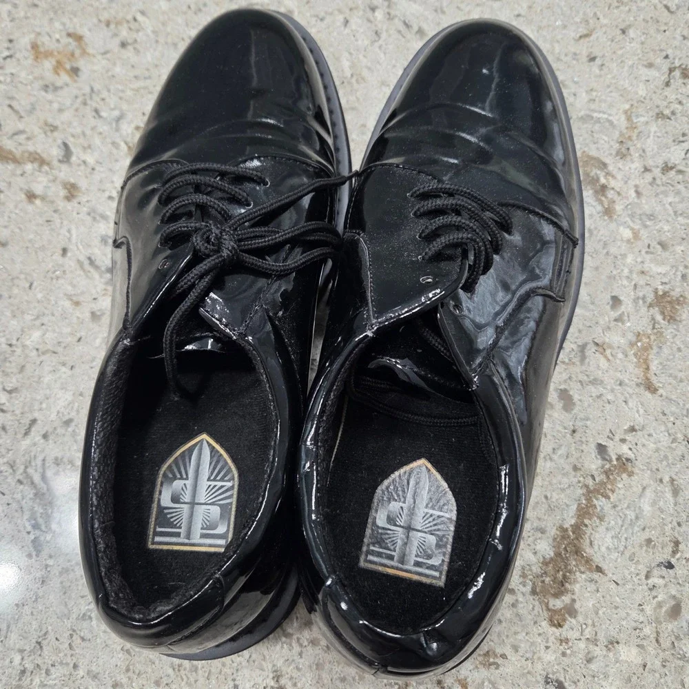Tact Squad Mens Hi-Gloss Uniform Oxford Shoes Black Patent S200BK Size 10.5M